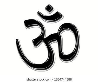 Silver 3D HINDU SYMBOL, White background