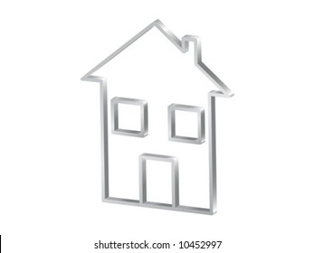 Silver 3d home symbol. Vector illustration