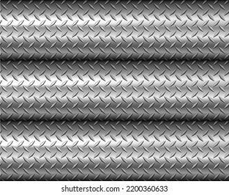 Silver 3D polished steel texture background, shiny chrome metallic with diamond plate texture, 3d vector lustrous metal design.