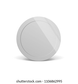 Silver. 3d realistic coins set on white in different positions .Money isolated on white. Vector illustration.