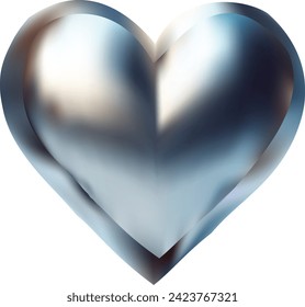 silver 3d shiny love heart icon