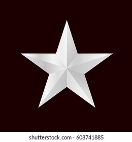 Silver 3d star with bright sides Metallic silver 