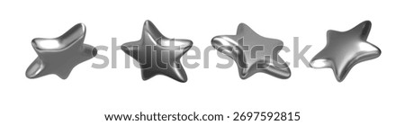 Silver 3D star isolated. Christmas, birthday, anniversary, party, significant date design element PNG.