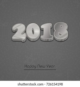 Silver 3d style 2018 new year symbol. Vector illustration.