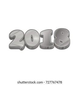 Silver 3d style 2018 new year symbol. Vector illustration.