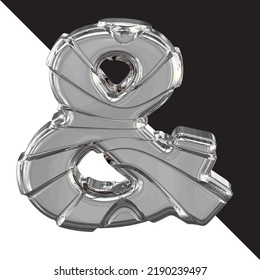 Silver 3d symbol with straps