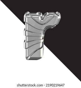 Silver 3d symbol with straps. letter r