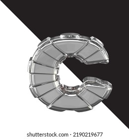 Silver 3d symbol with straps. letter c