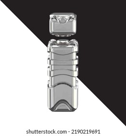 Silver 3d symbol with straps. letter i
