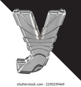 Símbolo plateado 3d con correas. letra y