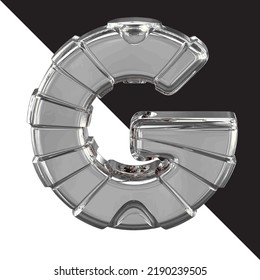 Silver 3d symbol with straps. letter g