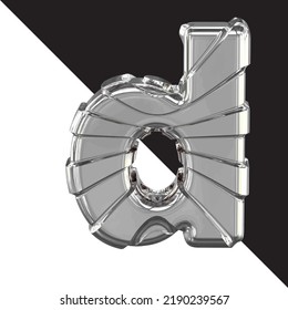Silver 3d symbol with straps. letter d