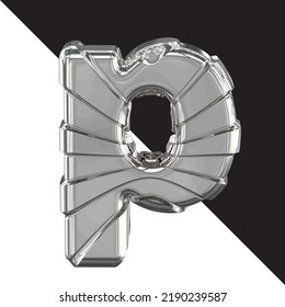 Silver 3d symbol with straps. letter p