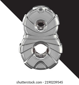 Silver 3d symbol with straps. number 8