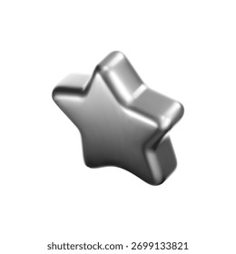 Plata 3D tecnología Y2K Vector estrella. Iconos realistas brillantes de la estrella del cromo para la revisión, el Comentarios Cliente, el premio premium, la insignia de la calificación, el trofeo, las Navidades y la decoración del año Nuevo. Aislado en un fondo oscuro