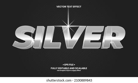 Silver 3D Text Effect. Silver text effect template with 3d style use for title, headline, logo and business brand