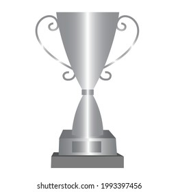 Ilustración de diseño de trofeo 3D plateado 