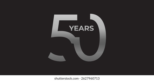 Silver 50 years milestone branding , anniversary logo in gradient metallic, evokes legacy, strength, excellence. Modern event design, institutional heritage. Half a century years. Vector illustration