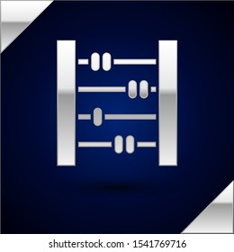 Silver Abacus icon isolated on dark blue background. Traditional counting frame. Education sign. Mathematics school.  Vector Illustration