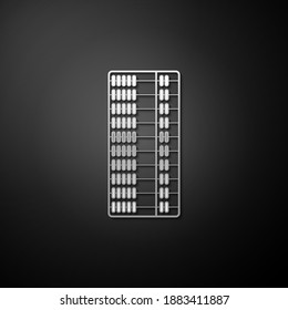Silver Abacus icon isolated on black background. Traditional counting frame. Education sign. Mathematics school. Long shadow style. Vector.