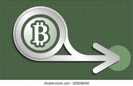 Silver abstract arrow and bit coin symbol