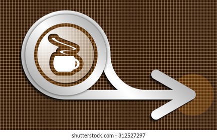Silver abstract arrow and cup of coffee