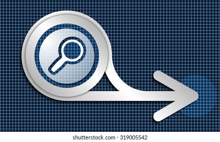 Silver abstract arrow and magnifier