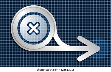 Silver abstract arrow and multiplication symbol