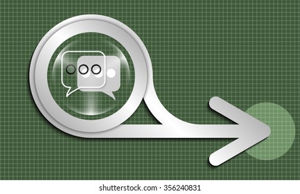Silver abstract arrow and  transparent speech bubbles