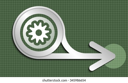 Silver abstract arrow and white cogwheel