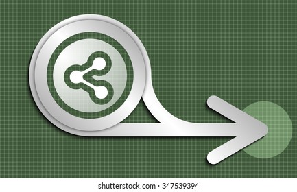 Silver abstract arrow and white share icon