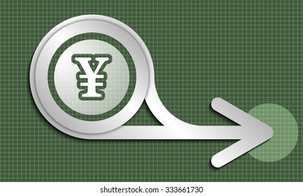 Silver abstract arrow and yen symbol