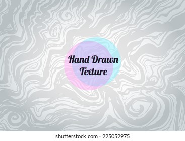 Silver abstract  background with hand drawn curvy lines. Vector ink texture.