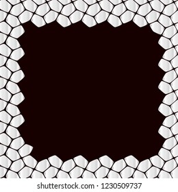 Silver abstract background with place for text. Frame with Metallic effect. Realistic Mosaic texture for web or print design