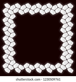 Silver abstract background with place for text. Frame with Metallic effect. Realistic Mosaic texture for web or print design