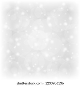 silver abstract background with shiny stars, blurs and white frame