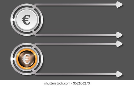 Silver abstract boxes for your text and euro icon