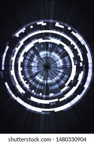 silver abstract circle background, digital overlap layer line, simple technology design template, vector illustration