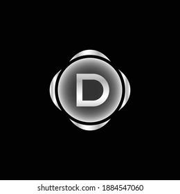 Silver Abstract Circle Logo Design for Letter D. Modern and Creative Silver Logomark for Letter D. Silver letter D Abstract Logo Design.