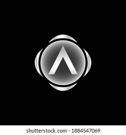 Silver Abstract Circle Logo Design for Letter A. Modern and Creative Silver Logomark for Letter A. Silver letter A Abstract Logo Design.