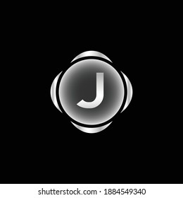 Silver Abstract Circle Logo Design for Letter J. Modern and Creative Silver Logomark for Letter J. Silver letter J Abstract Logo Design.