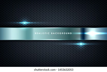 Silver abstract dimension on black texture background. Realistic overlap layers texture with lights element decoration.
