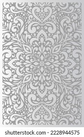 Silver abstract floral background. Vector ornament pattern. Paisley elements. Great for fabric, invitation, wallpaper, decoration, packaging or any desired idea.