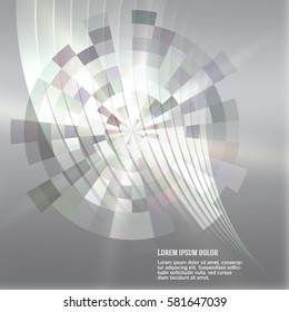 Silver abstract geometric mosaic background with circle dart target success topic. Design elements Vector illustration EPS 10 for booklet layout page, leaflet template, vertical banner colors metallic