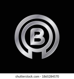 Silver Abstract letter B Logo Design.