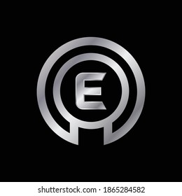 Silver Abstract letter E Logo Design.