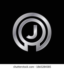 Silver Abstract letter J Logo Design.