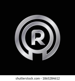 Silver Abstract letter R Logo Design.