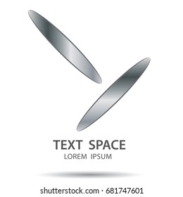 Silver abstract logo design on white background.