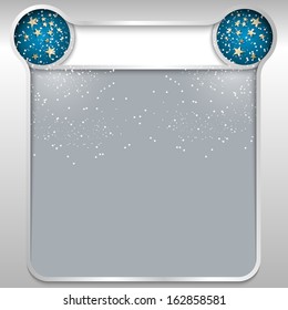 silver abstract text box with stars and falling snow
